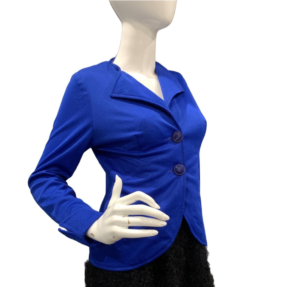 Vintage Handmade Royal Blue Blazer Jacket Mod Retro 70s Style Size Medium